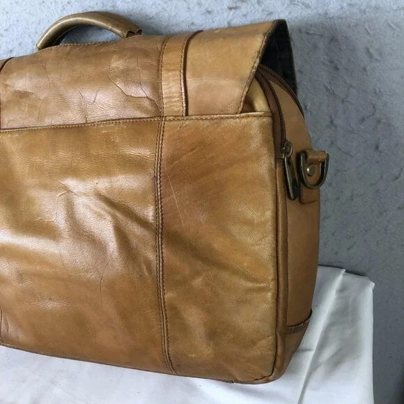 Samsonite Brown 18" Leather Laptop Bag Briefcase Mens Soft Case Satchel Work - Picture 13 of 16